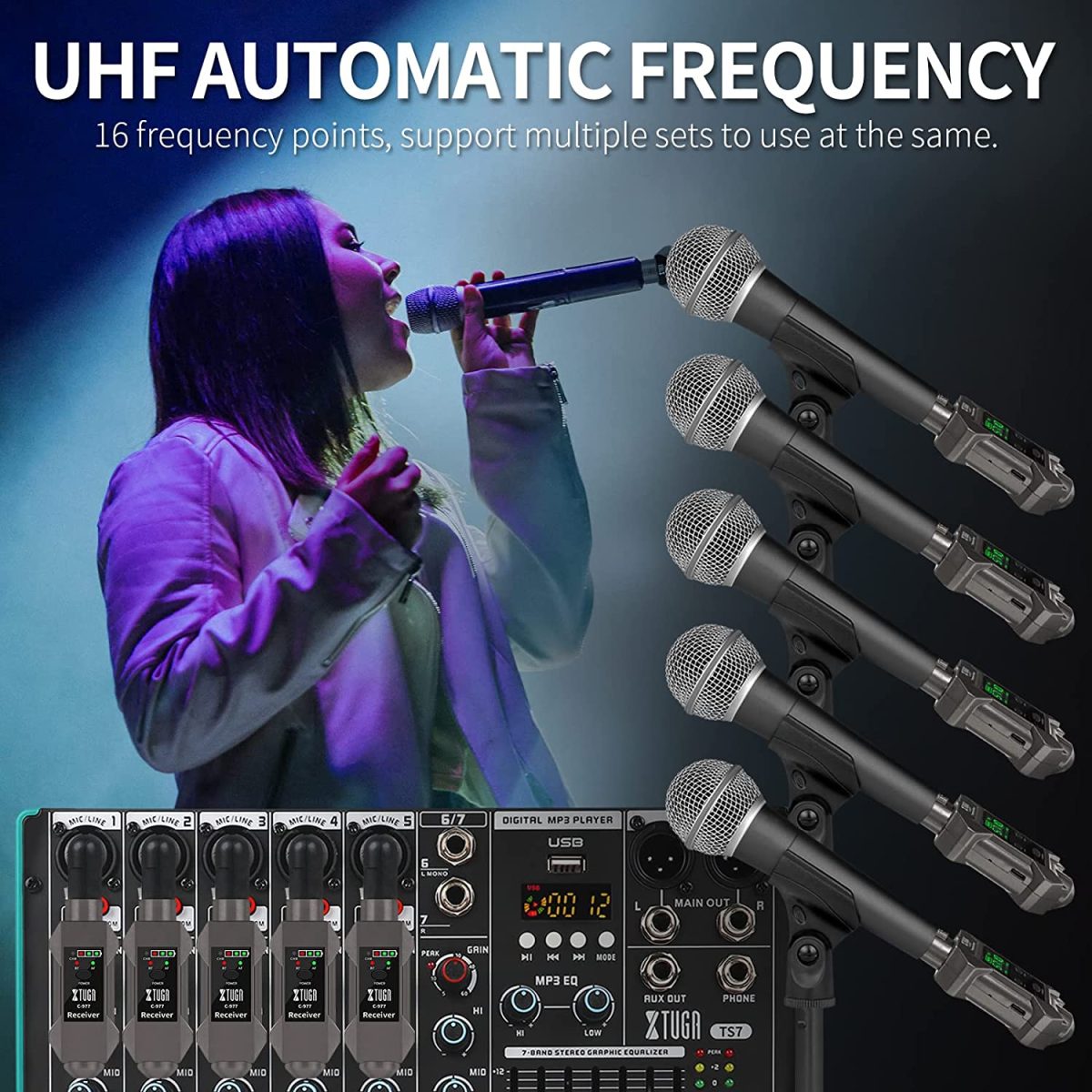 Transmisor y receptor XLR inalámbrico XTUGA C-977 UHF - Imagen 4