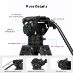Trípode de video Cayer BV30L con cabezal fluido K3 - 185cm - Imagen 3