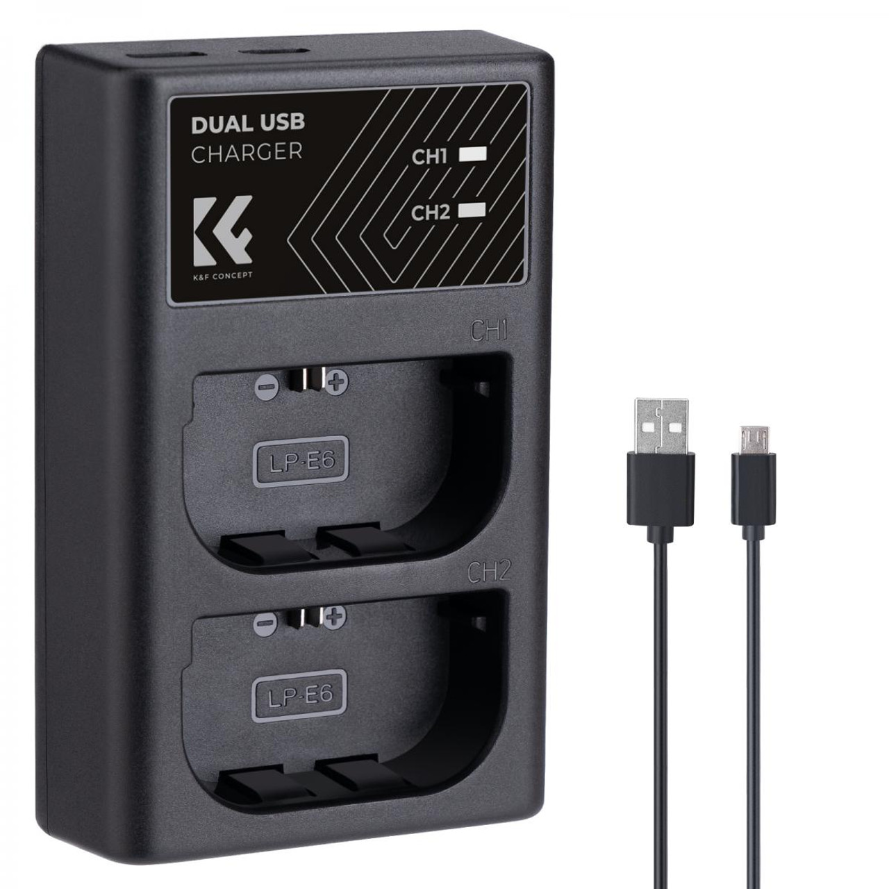 1 Cargador dual K&F Concept para baterías Canon LP-E6 - Imagen 1