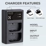 Cargador dual K&F Concept para baterías Canon LP-E6 - Imagen 3